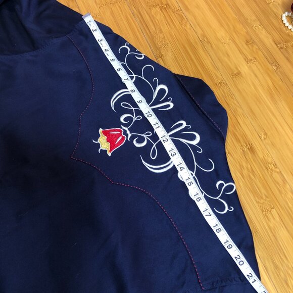 Rockmount Ranch Western Wear Navy Floral Cotton Mens Vintage Shirt S M - Picture 9 of 11